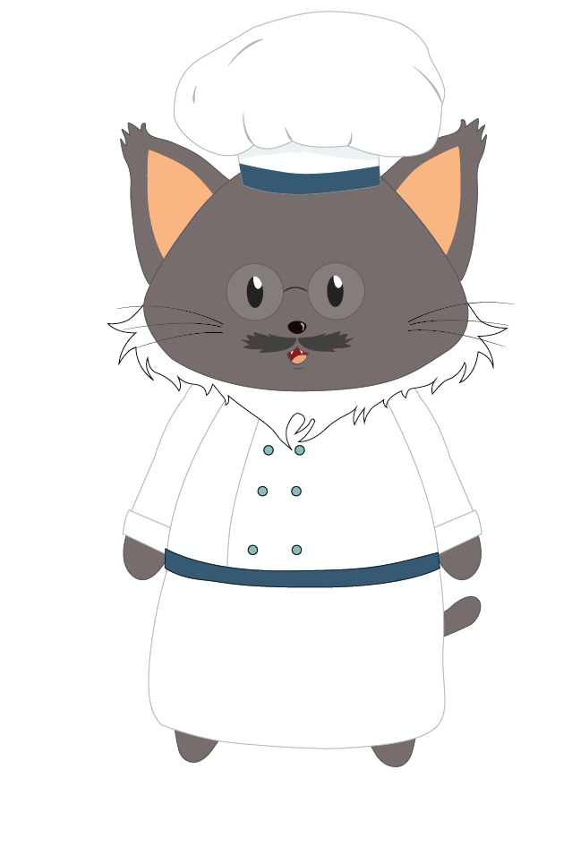 Illustration of Professor Max as a chef, inspiring kids to learn English through fun cooking adventures.